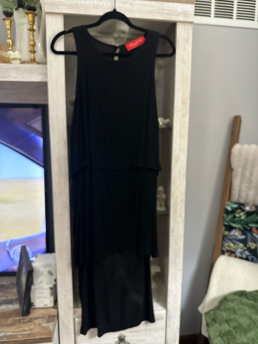 AKIRA Red Label Black Dress with Bold Red Tag